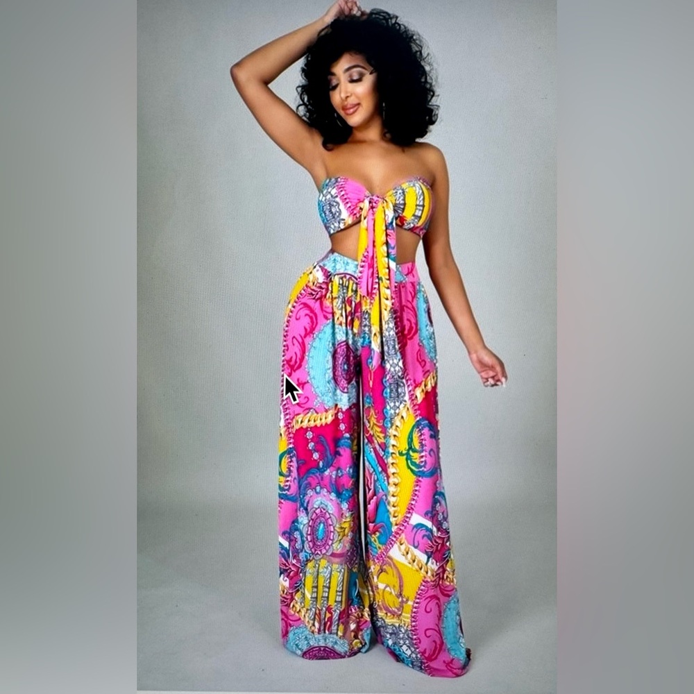 2PC Tie-Up Top & Wide Legged Set [BRAND NEW]